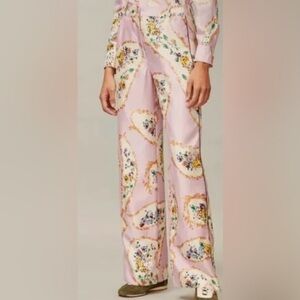Tory Burch 100% Silk Cargo Pants - Pink Porcelain Floral